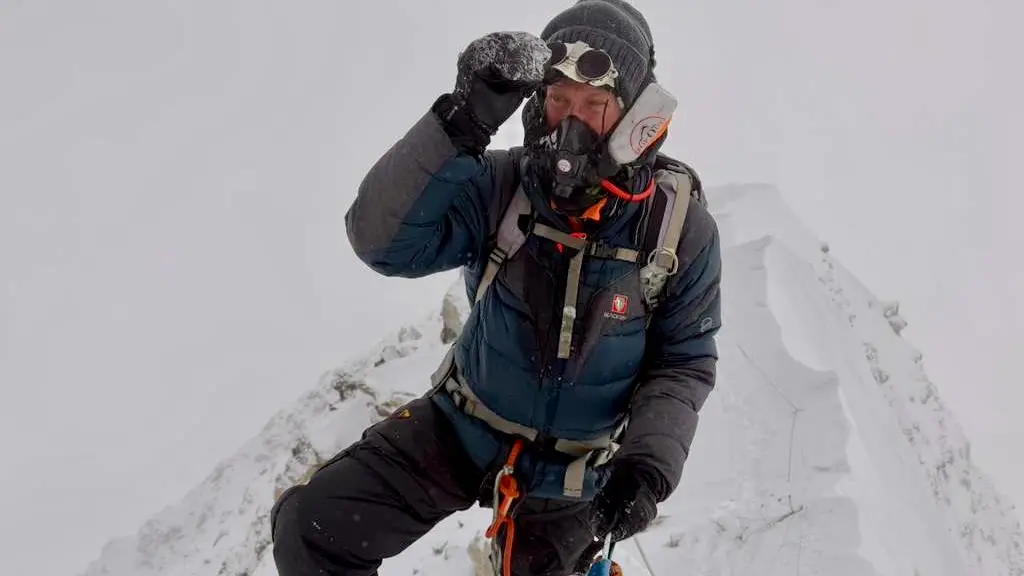 Russian climber Konstantin Smirnov during a high-altitude Himalayan expedition