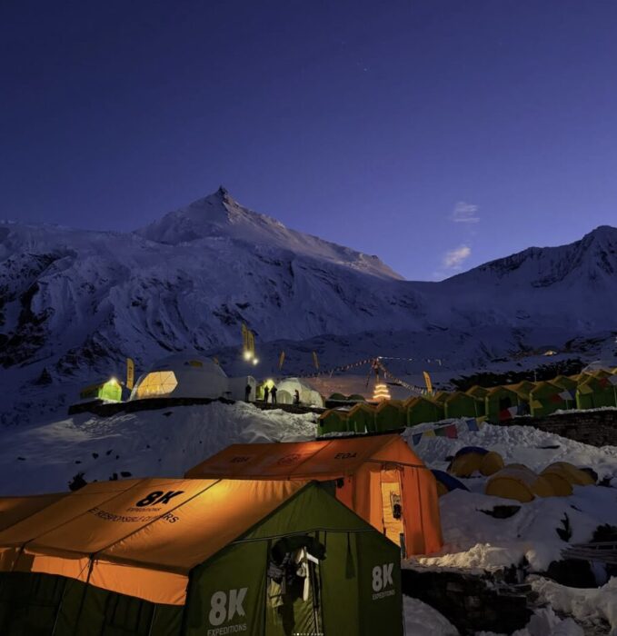 Dawn on Sunday on Manaslu. Photo: Dawa Temba Sherpa